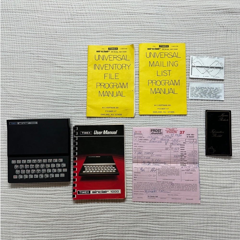 Timex Sinclair 1000 Computer - Untested With original receipt and manuals